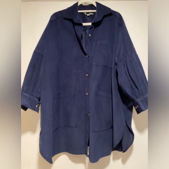 NWOT Athena Newton Corduroy Smock Blouse - Ink - Picture 6 of 7